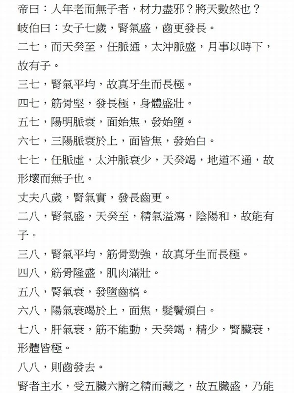 《黄帝内经》繁体原文插图